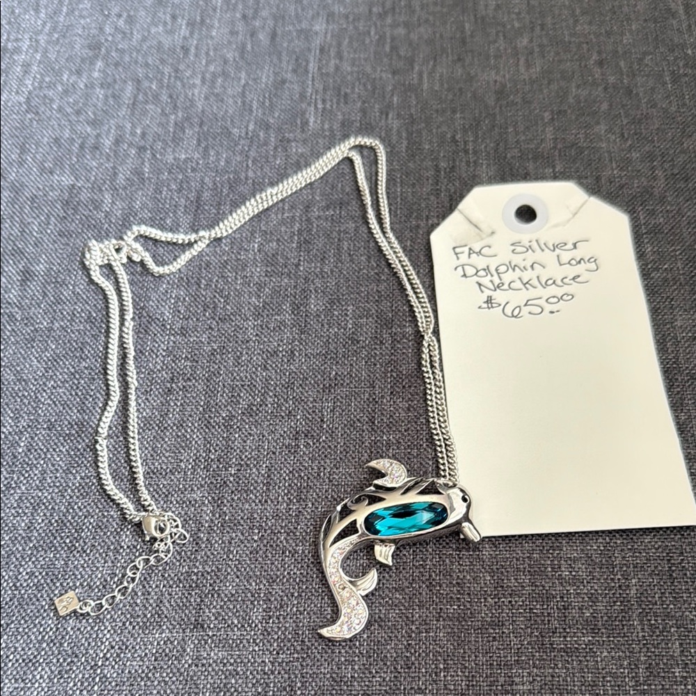 FAC Silver Blue Dolphin Pendant Necklace
Box 1